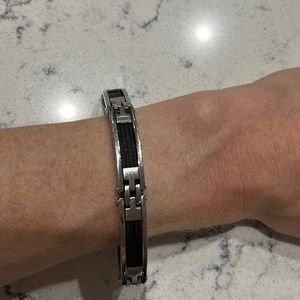 Black and stainless steel bracelet